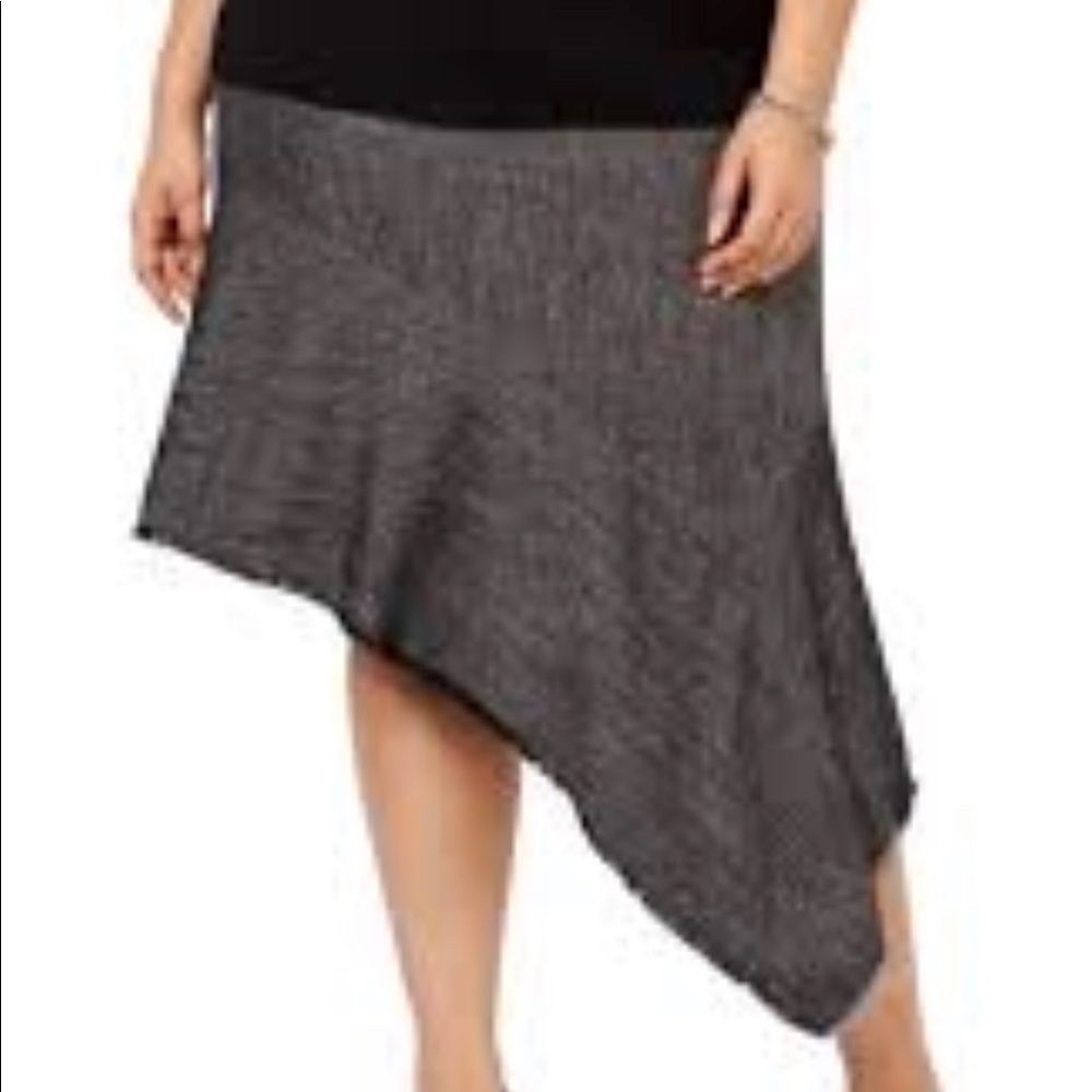Anne Klein Woman’s Plus 22W Twill Asymmetrical Fringed Black Skirt NWT